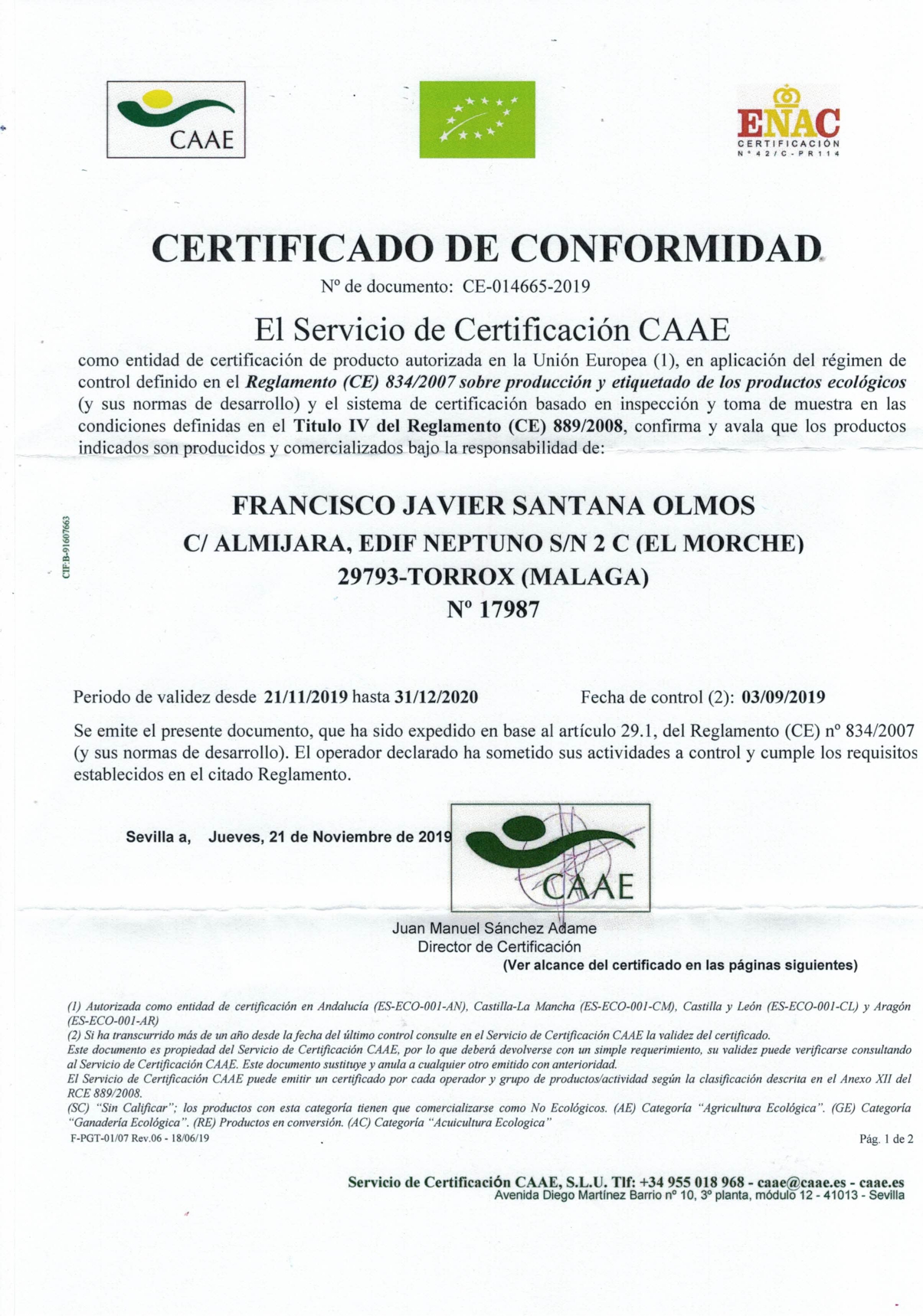 Certifikát o zhode - časť 1.